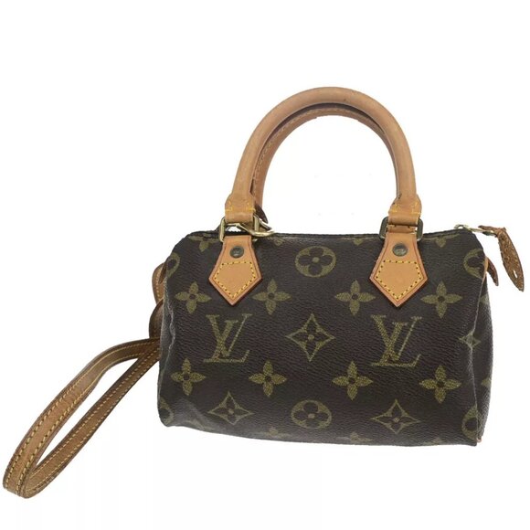 LOUIS VUITTON Mini Speedy 2Way Hand Bag Monogram Leather Brown M41534 97YF355 - Picture 1 of 15